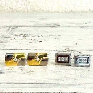 Vintage Cufflinks Silver & Gold Tone Men's Casual Business Lot of 2